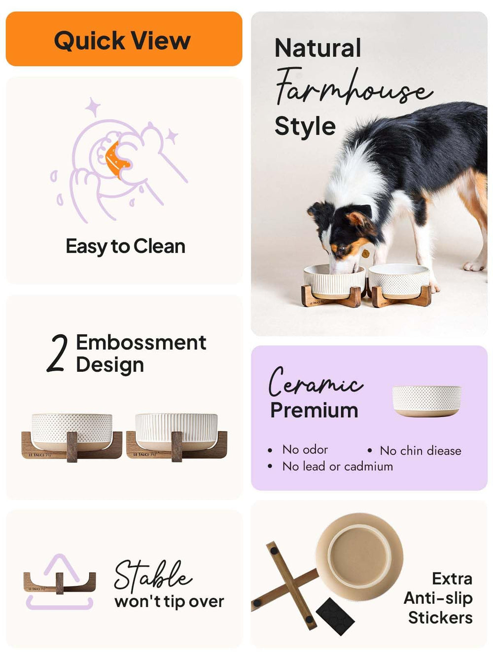 LE TAUCI PET ceramic bowls 5-cup capacity closeup showing size