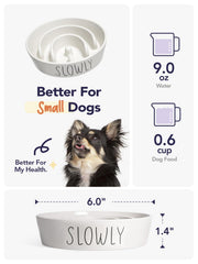 LE TAUCI PET ceramic slow feeder bowl white interior close-up shows smooth surface for easy cleaning