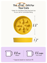 LE TAUCI PET puzzle bowl yellow closeup highlights ridges for slow eating and mental engagement