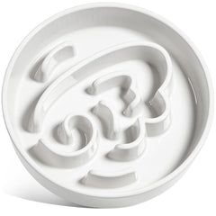 LE TAUCI slow feeder ceramic dog bowl, angle white, promotes mindful eating during meals.