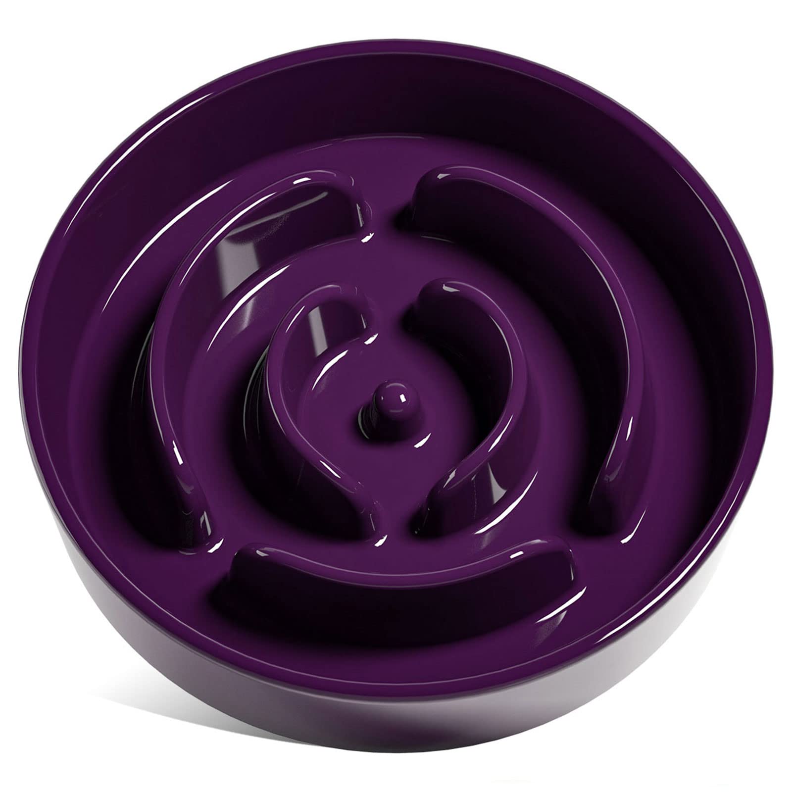 LE TAUCI slow-feeder ceramic purple maze bowl with 3-cup capacity for slower meals.
