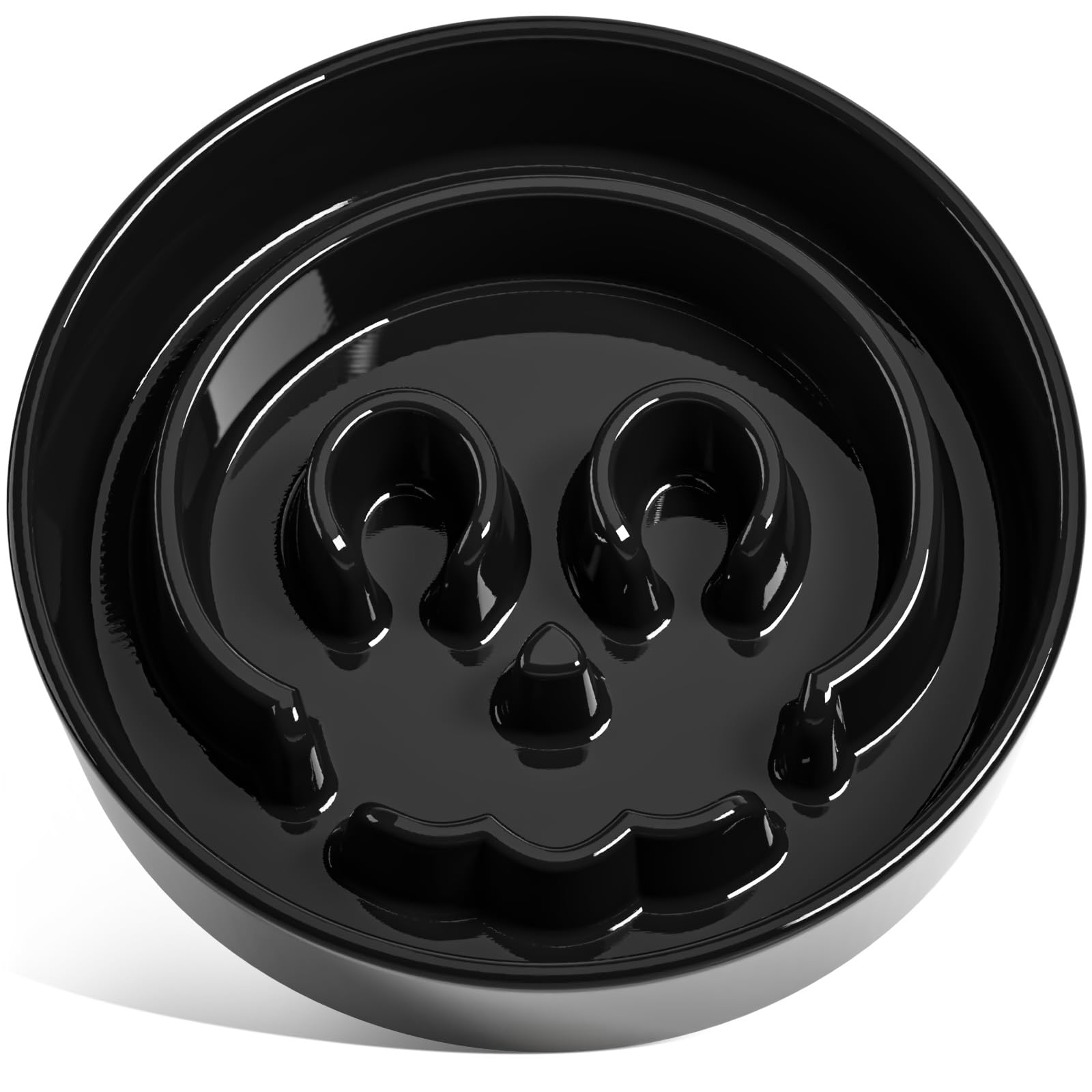 LE TAUCI slow-feeder ceramic dog bowl with skull-black design improves meal pacing.