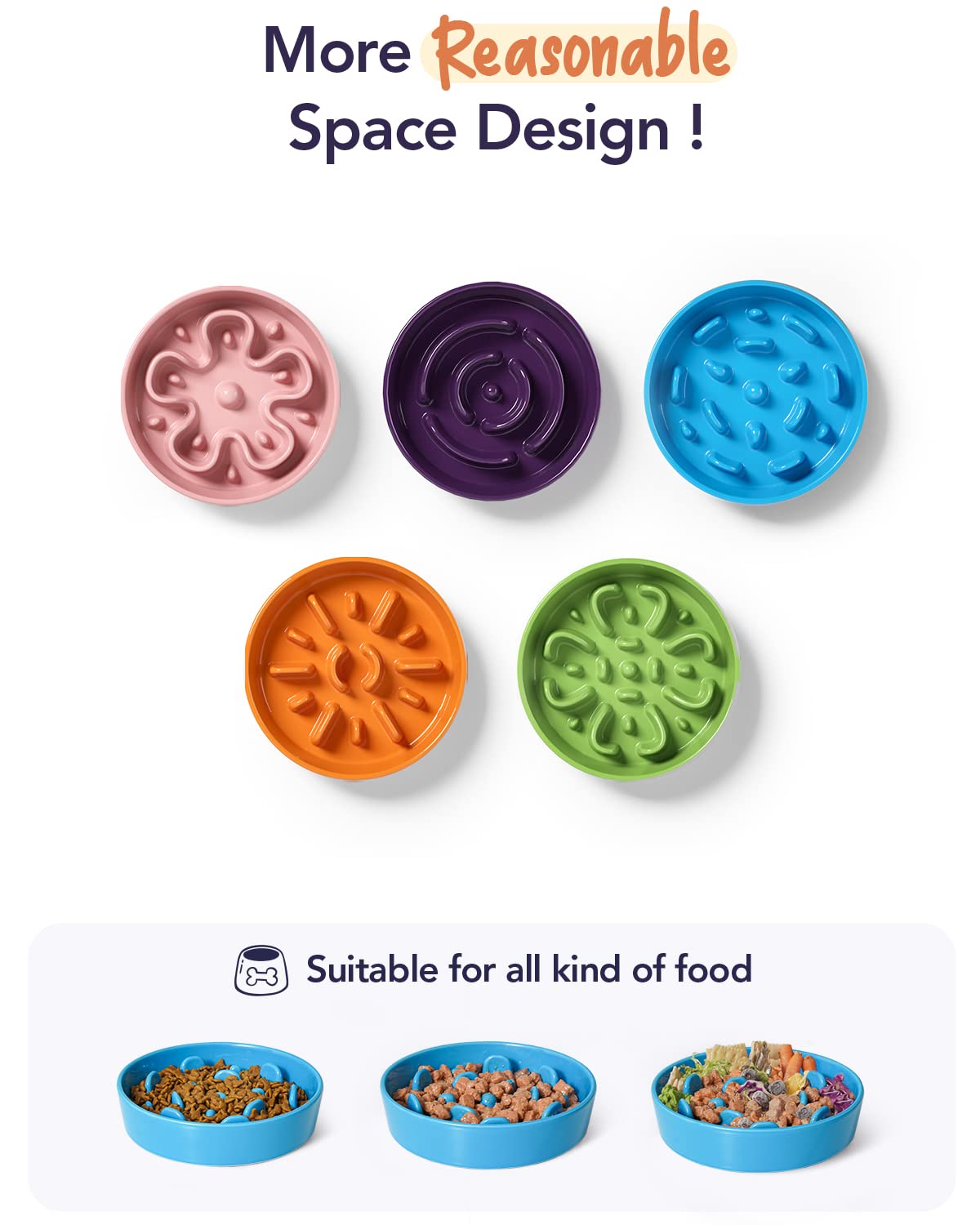 LE TAUCI slow feeder dog bowl suitable for dry, wet, or raw meals.