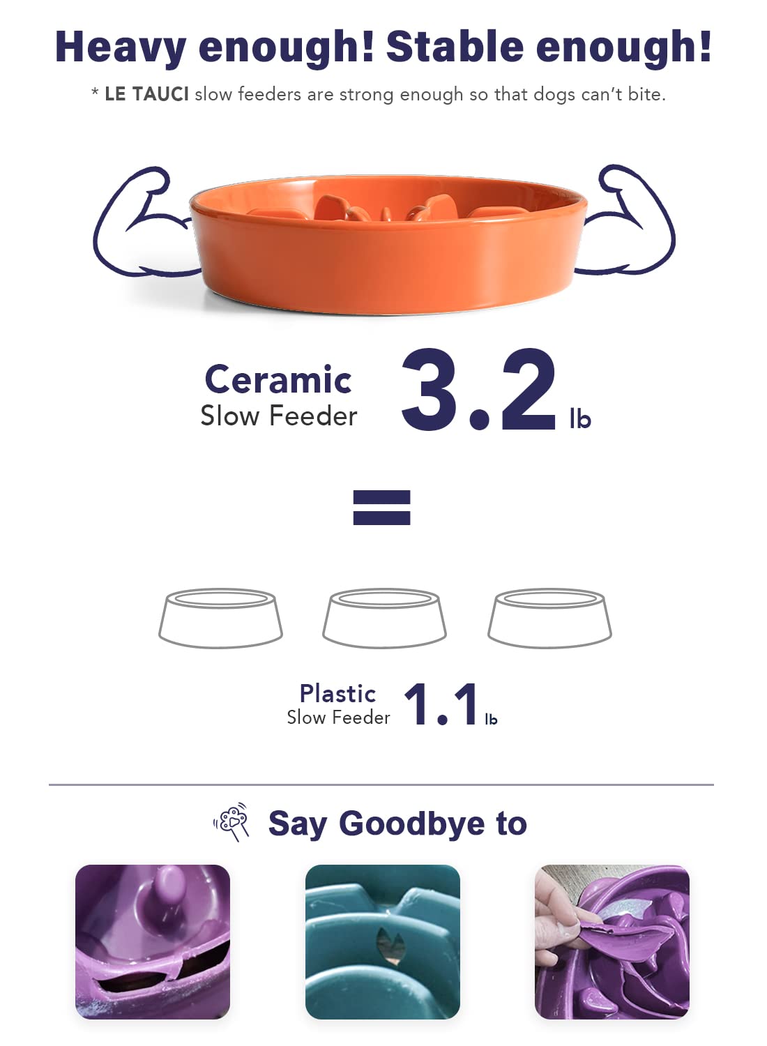 LE TAUCI Sun Orange bowl with non-slip base reduces floor mess during meals.