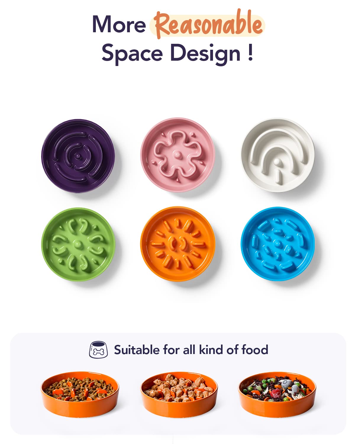 LE TAUCI sun-orange ceramic puzzle bowl encourages slower eating