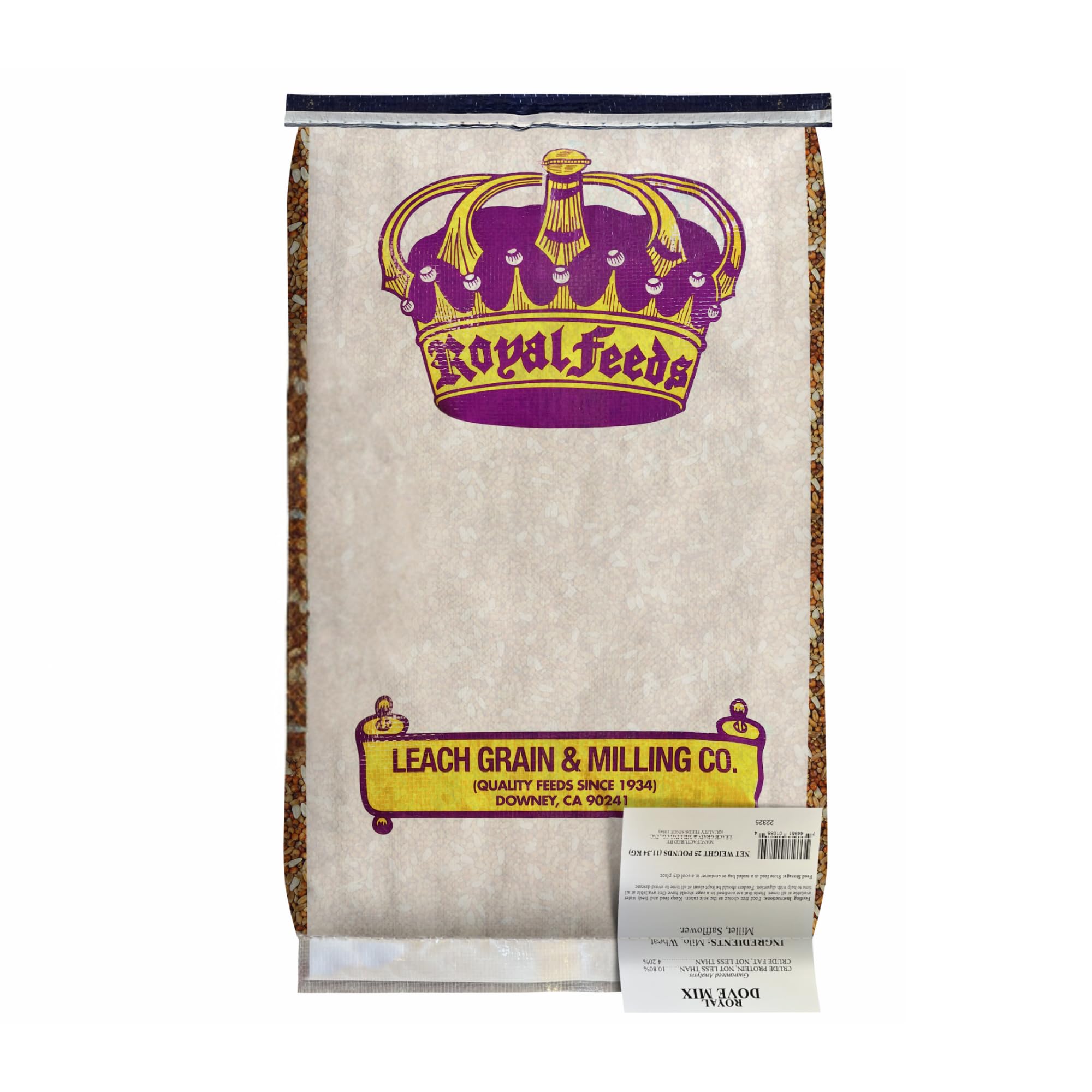 LEACH Dove Mix 25lbs bag for outdoor feeders offering steady energy.