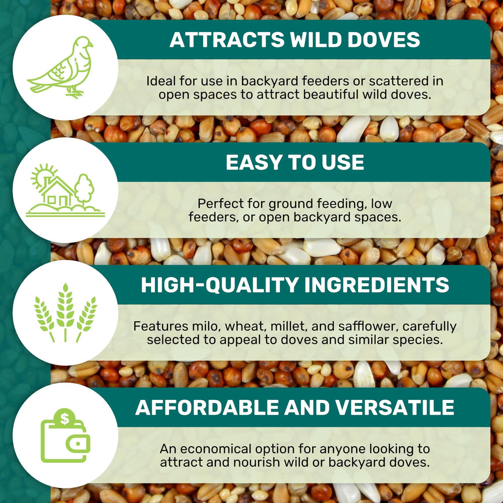 LEACH Dove Mix ingredients millet safflower milo wheat for variety.