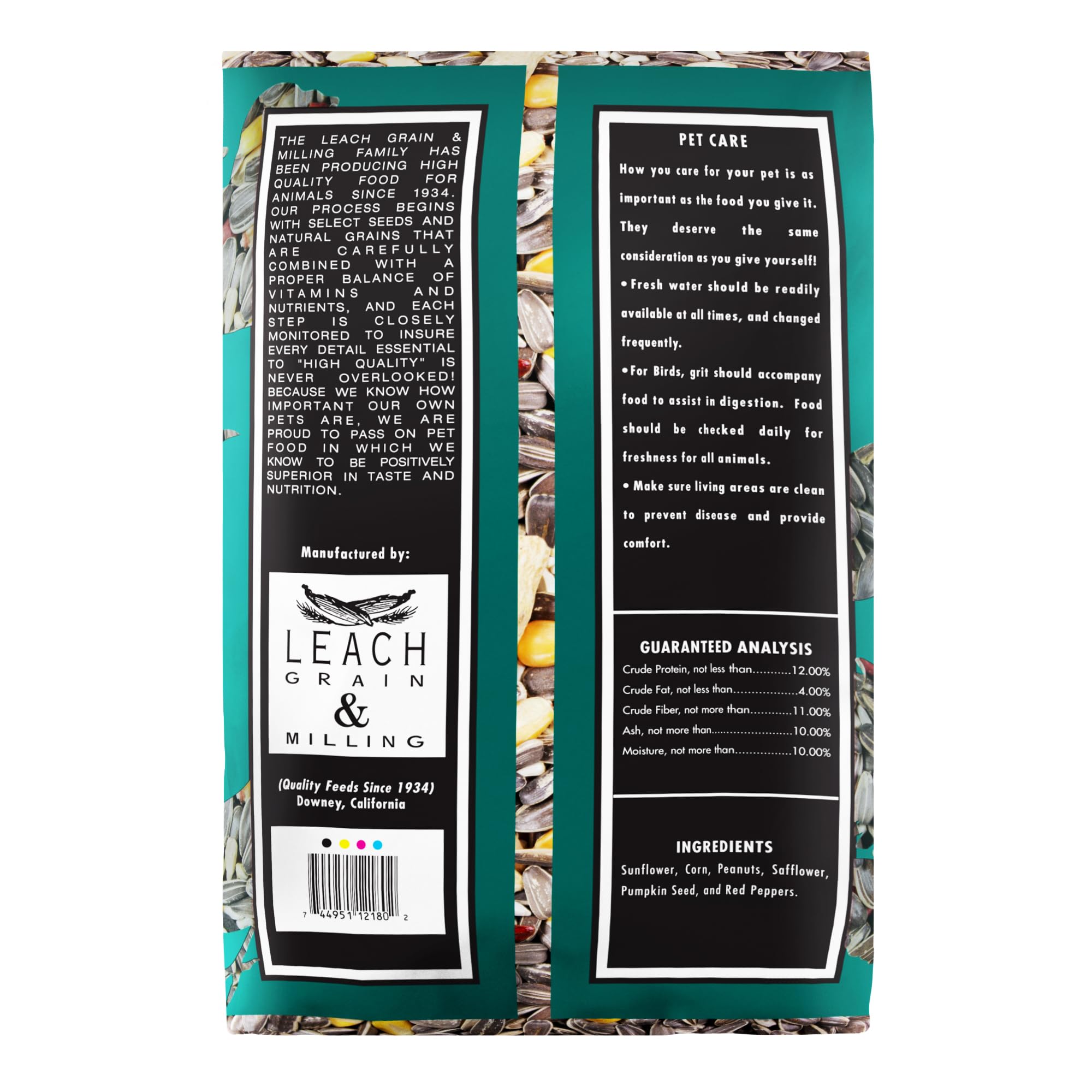 LEACH Parrot Mix ingredients closeup shows nuts and dried fruits for varied nutrients.