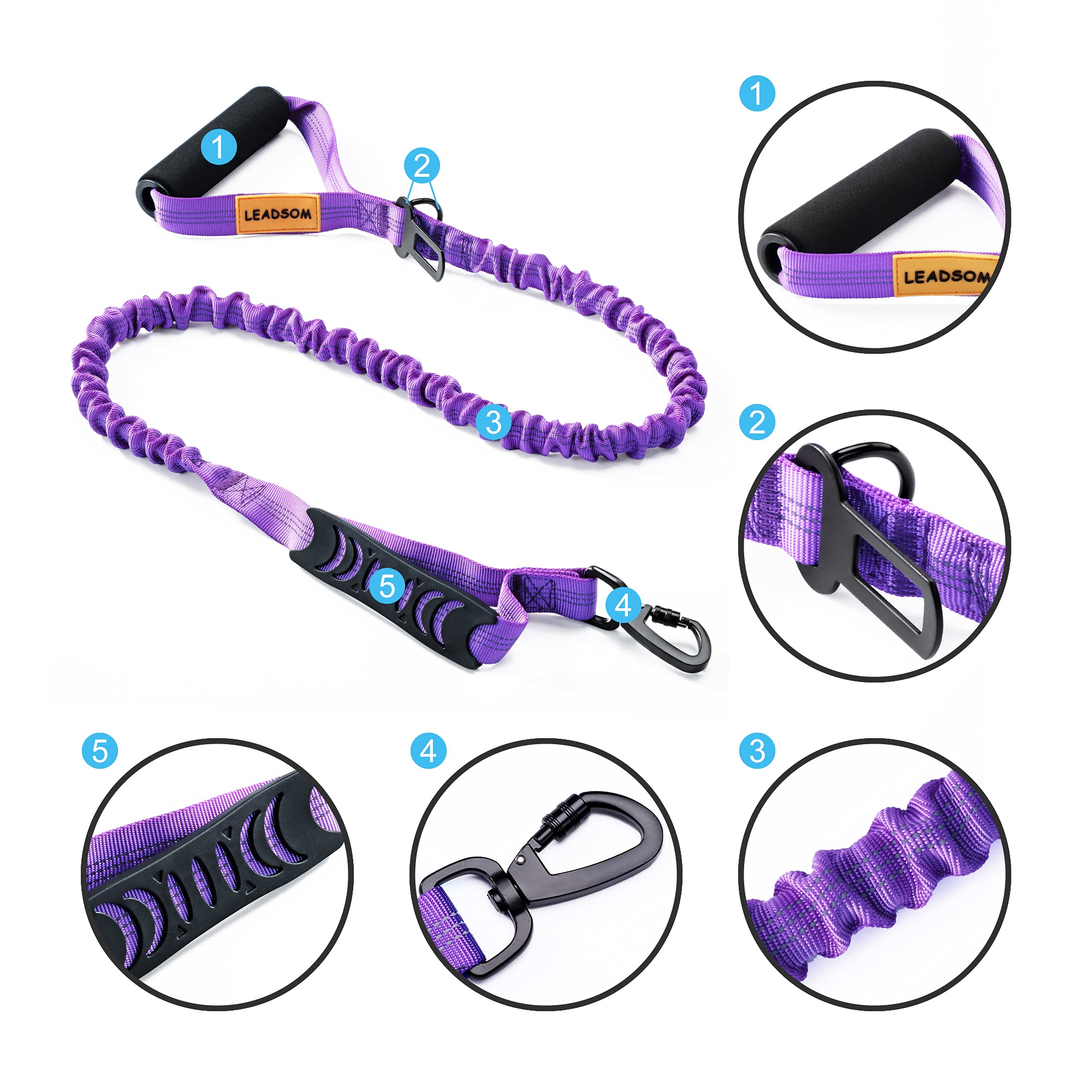 LEADSOM durable bungee leash withstands outdoor adventures with regular use.