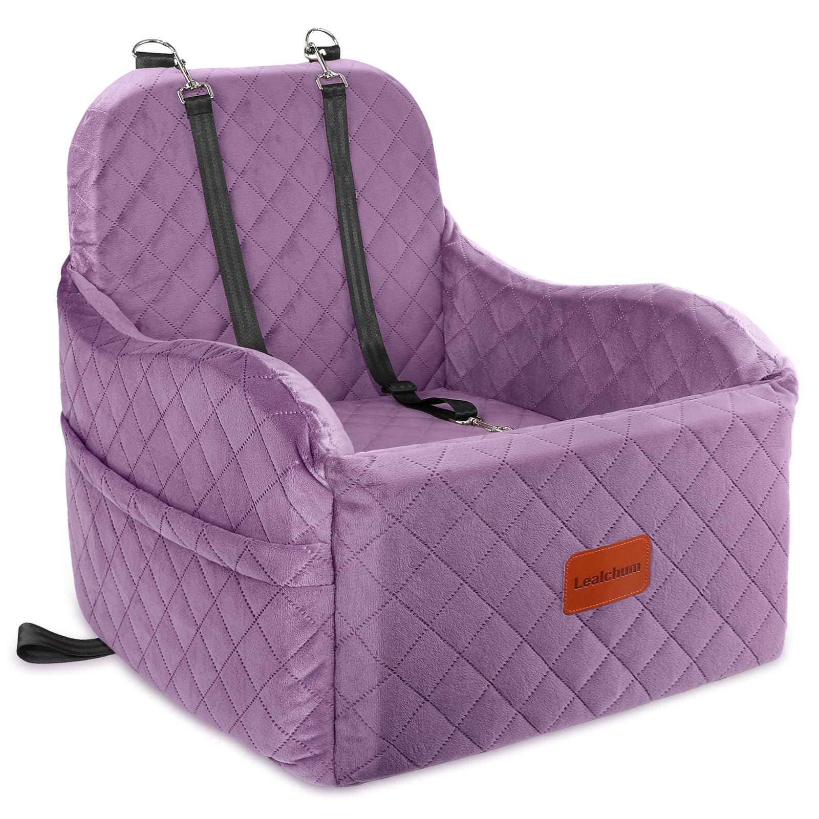 Lealchum dog booster car seat purple medium with elevated cushion for secure travel