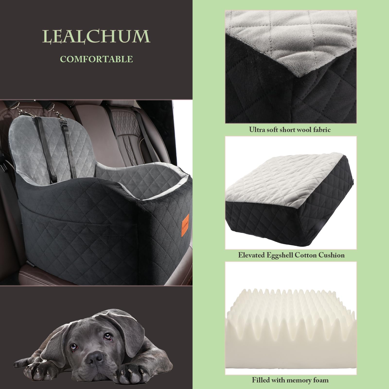 Lealchum dog booster seat detachable cover for easy cleaning