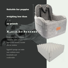 Lealchum dog booster seat gray side view highlights stability with adjustable straps.