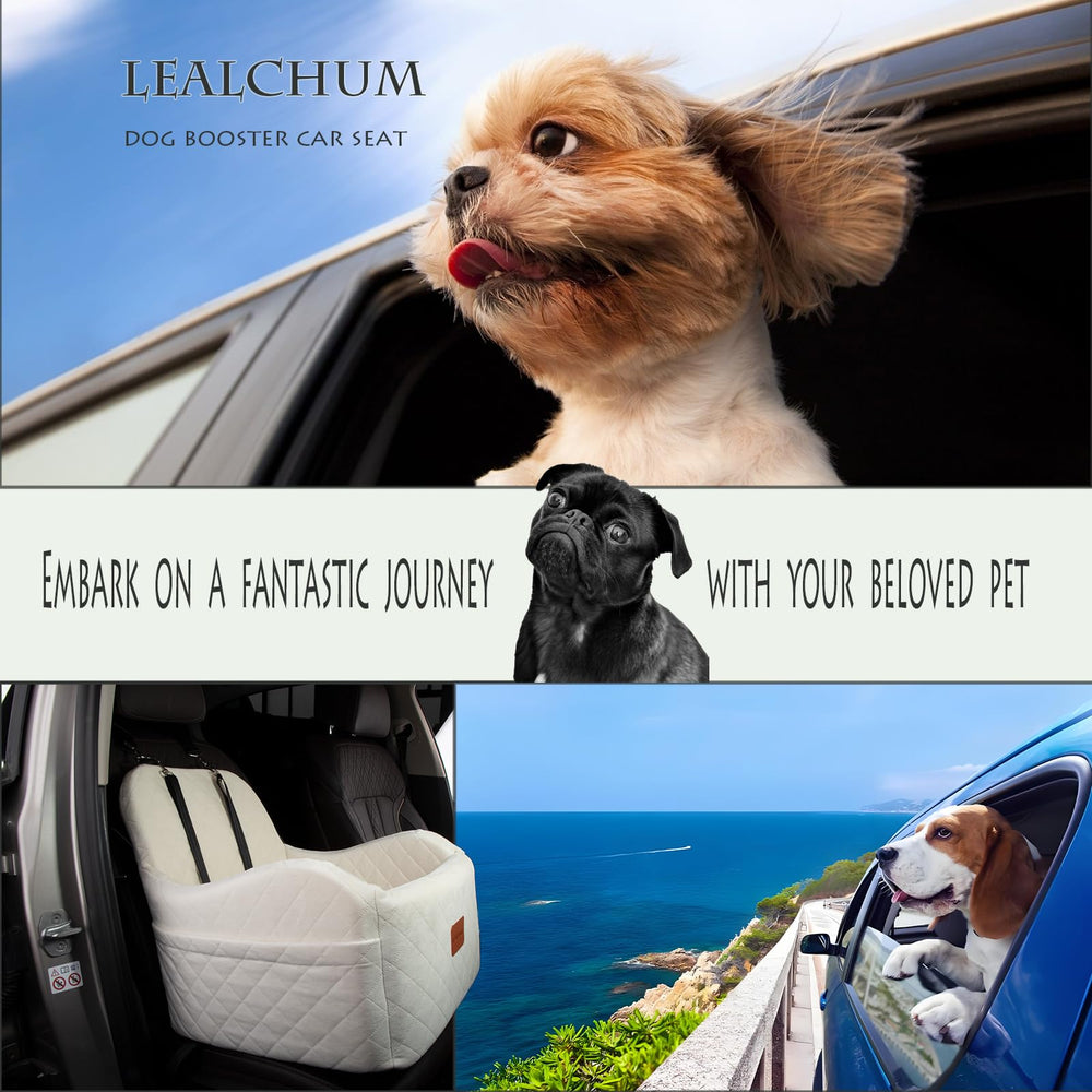 Lealchum Dog Booster Seat in-car use showing elevated view for safer trips