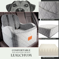Lealchum booster seat memory foam close-up emphasizes comfortable resting surface for pets.