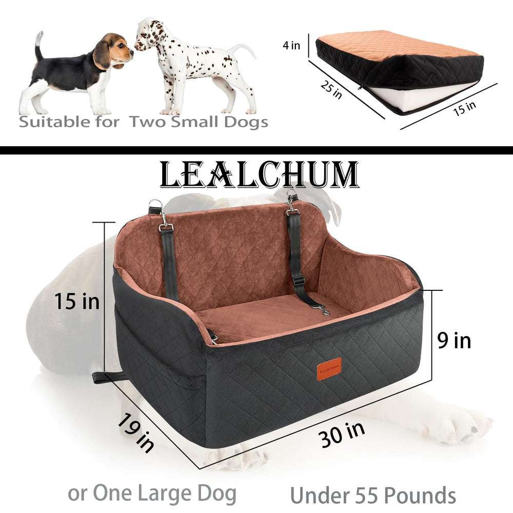 Lealchum dog car seat side-profile highlights sturdy stitching for safer trips