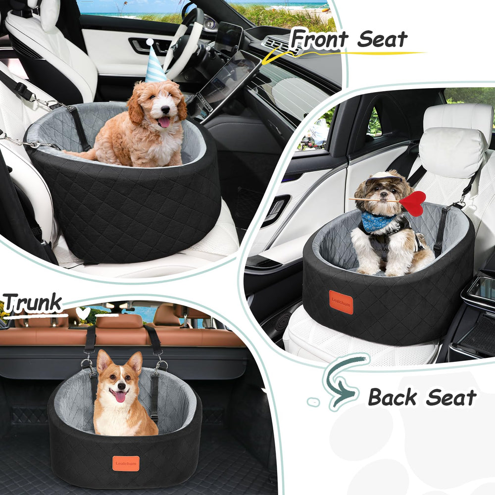 Lealchum dog car seat strap-safety-leash highlights built-in restraints for added security.