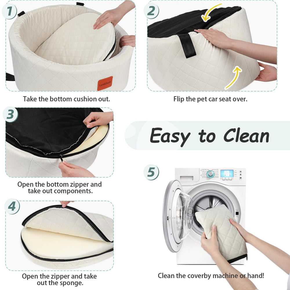 Lealchum dog car seat washable cover with removable foam for cleaning