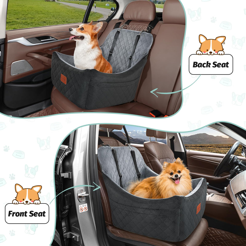 Lealchum dog car seat adjustable straps view demonstrates easy installation
