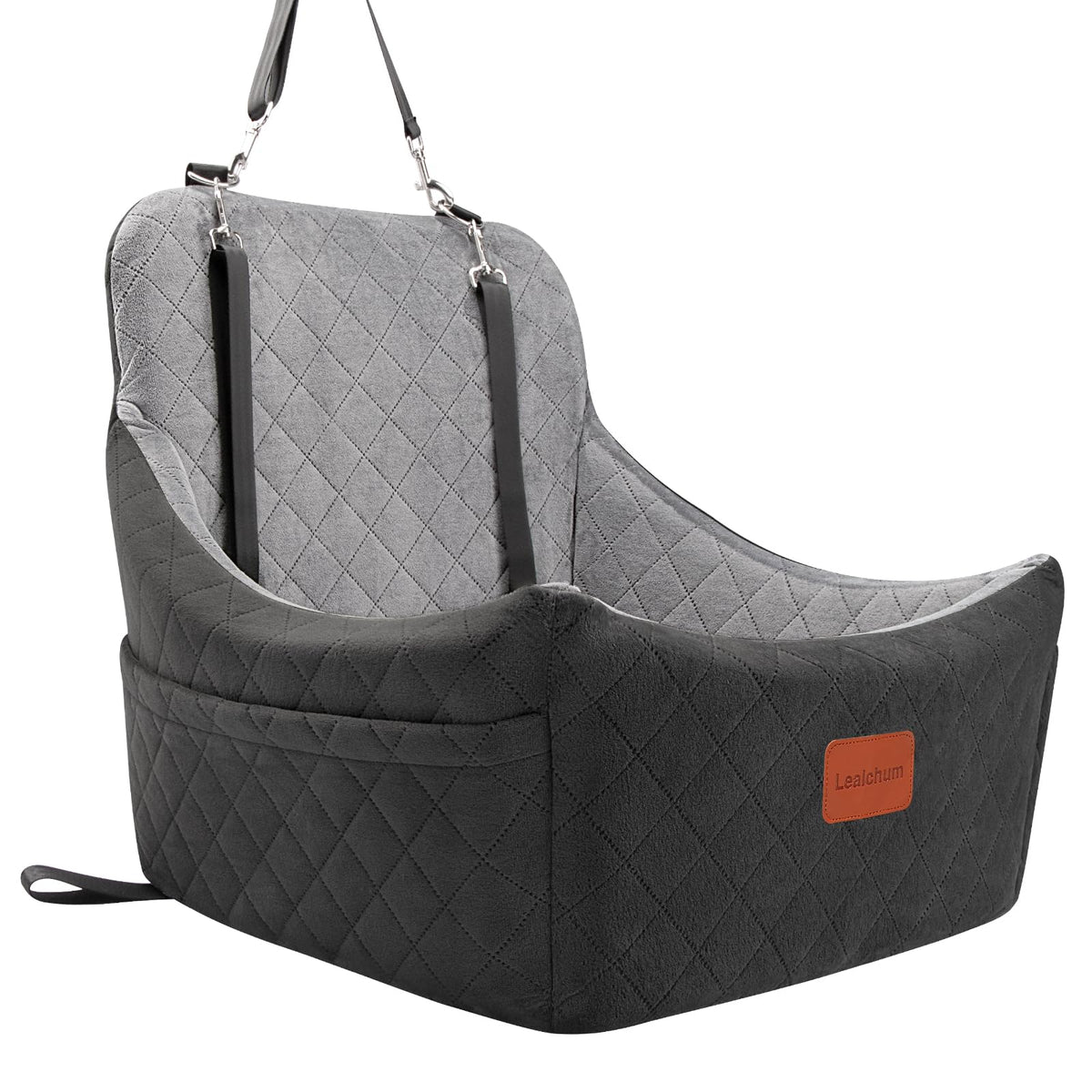 Lealchum dog car seat front view shows memory foam comfort for medium dogs