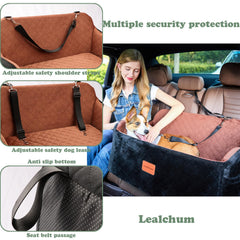 Lealchum dog seat memory foam cushion emphasizes plush comfort during drives