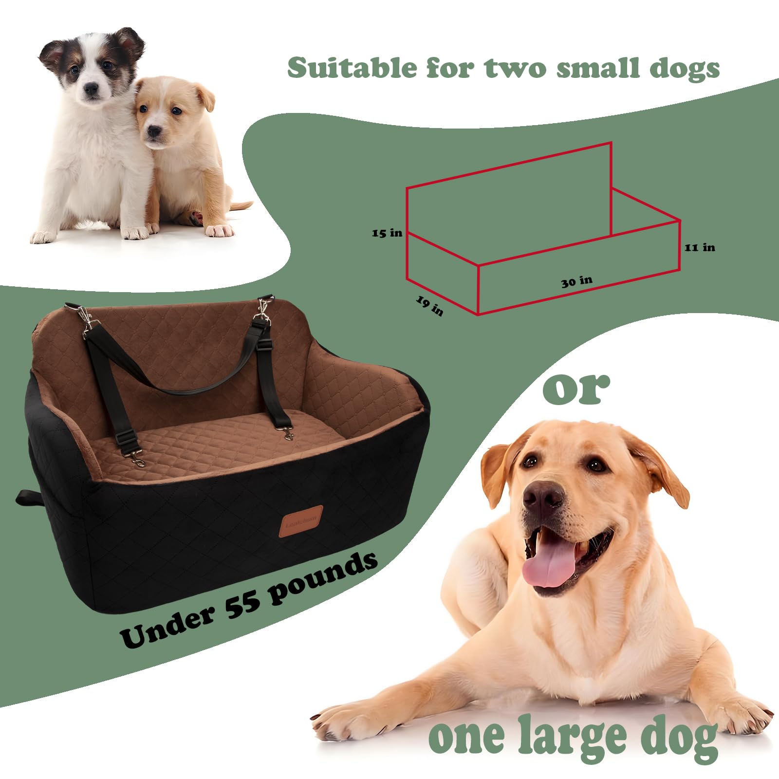 Lealchum dog car seat side view highlights sturdy construction for reliable travel.