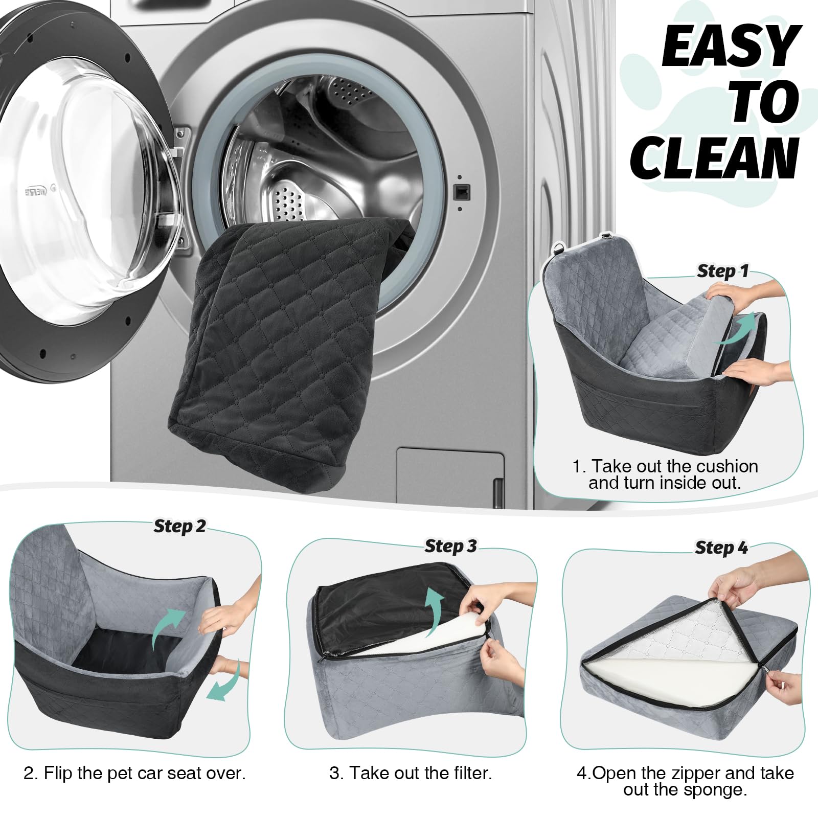 Lealchum dog car seat storage pockets image showcases convenient side pockets