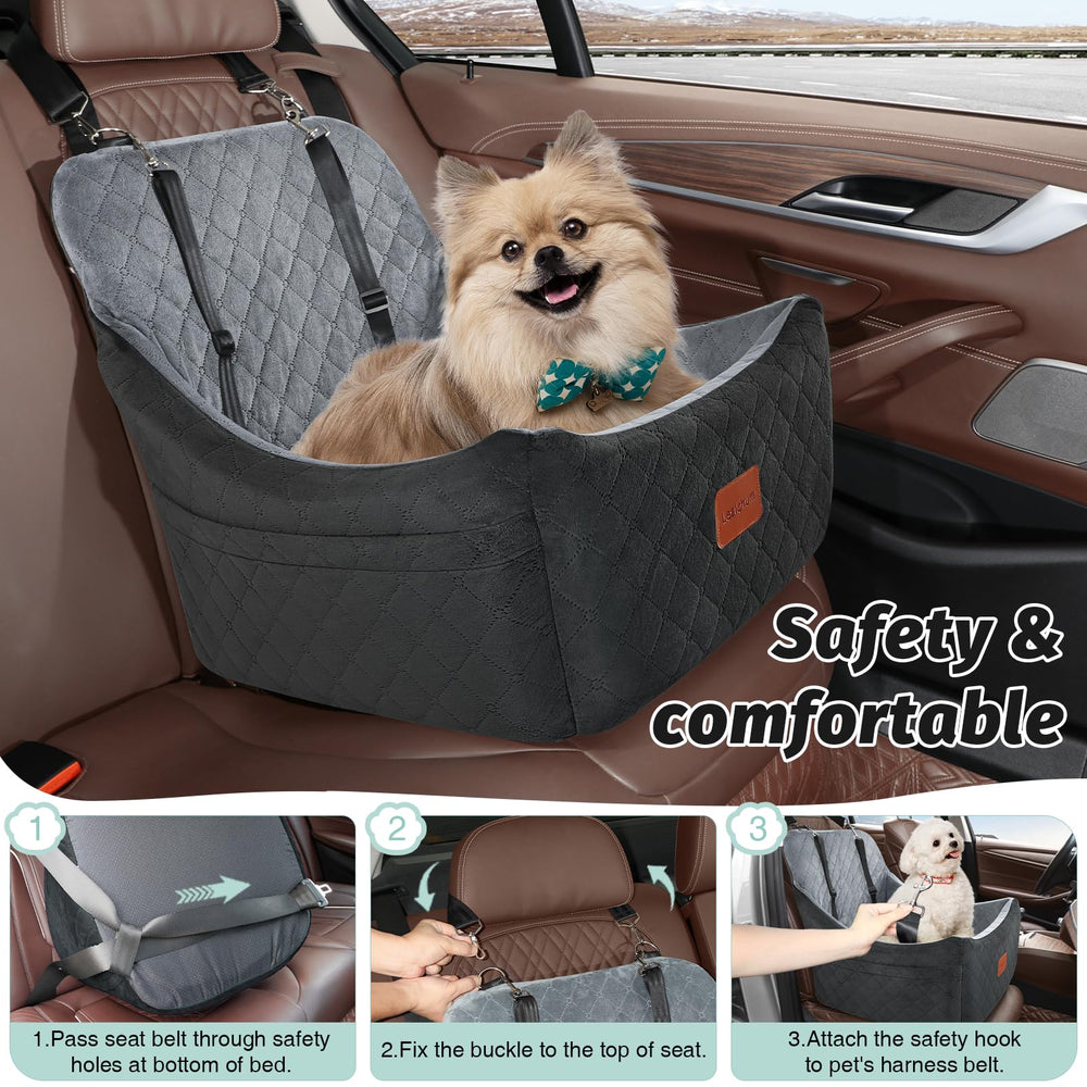 Lealchum dog car seat washable cover close-up highlights YKK zipper detail
