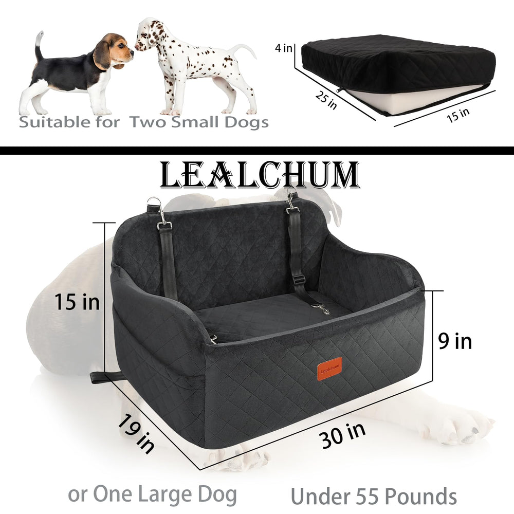 Lealchum Large Dog Car Seat side pocket stores treats during road trips.