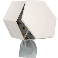 Leash Boss wall-mount dispenser front view enables doorstep bag access for quick cleanup.