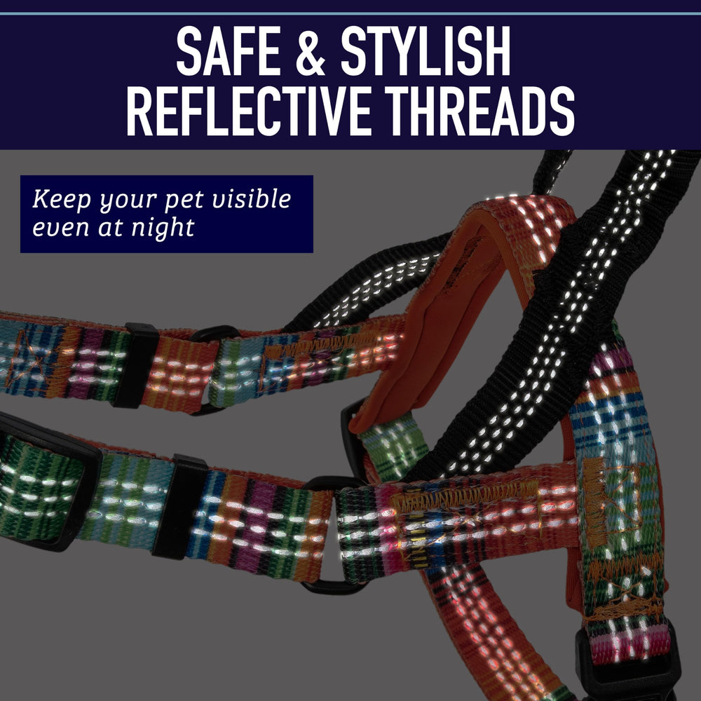 Leash Boss No Pull Harness reflective pattern boosts night visibility and safety