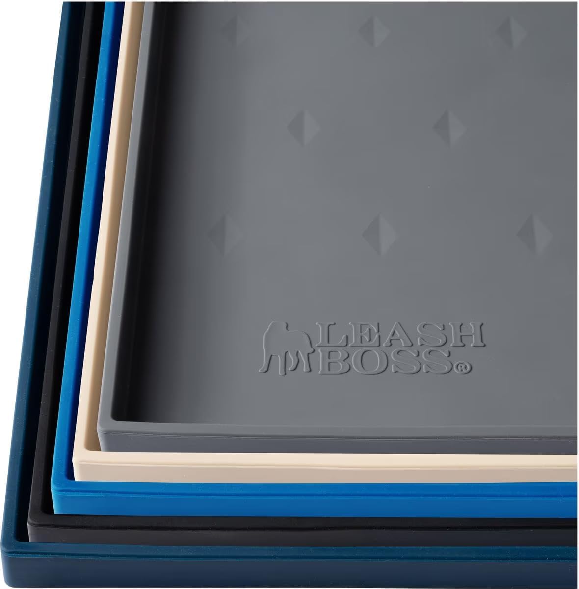 Leash Boss waterproof raised-edge dog tray overview protects floors from spills during meals.