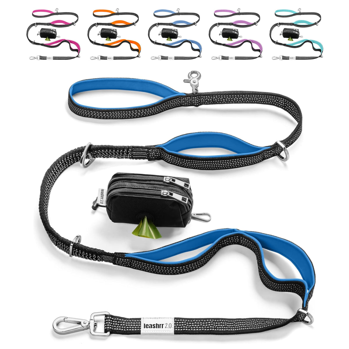 Leashrr 2.0 no-pull bungee leash royal blue for controlled walks and shock absorption