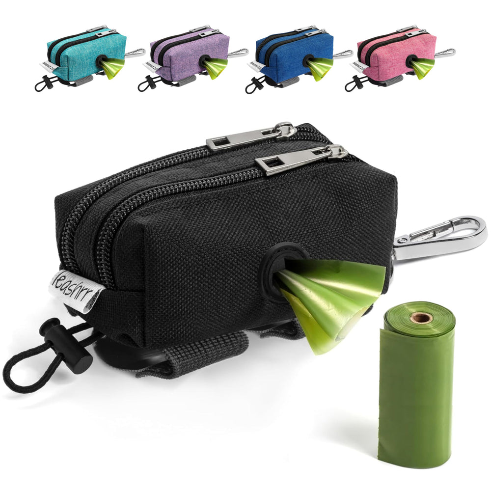 Leashrr 2.0 poop bag holder with dual pockets keeps essentials organized on walks.