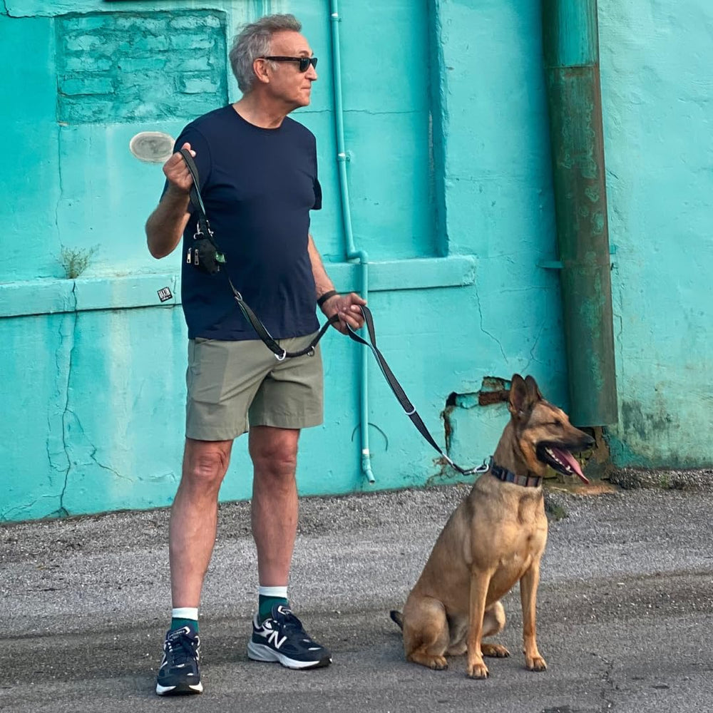 Leashrr 2.0 built-in poop bag holder and treat pouch for essentials