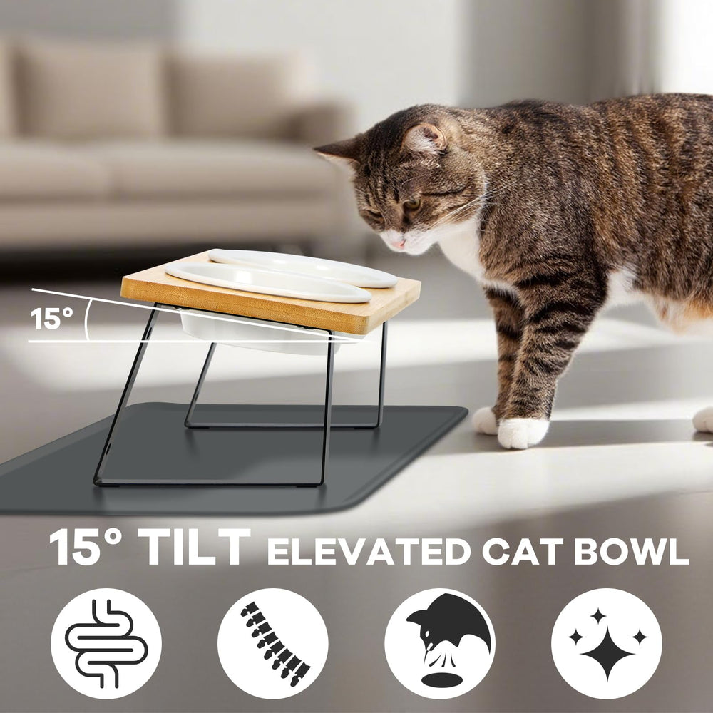 LEAWALK adjustable height stand with wood-texture finish for growing pets.