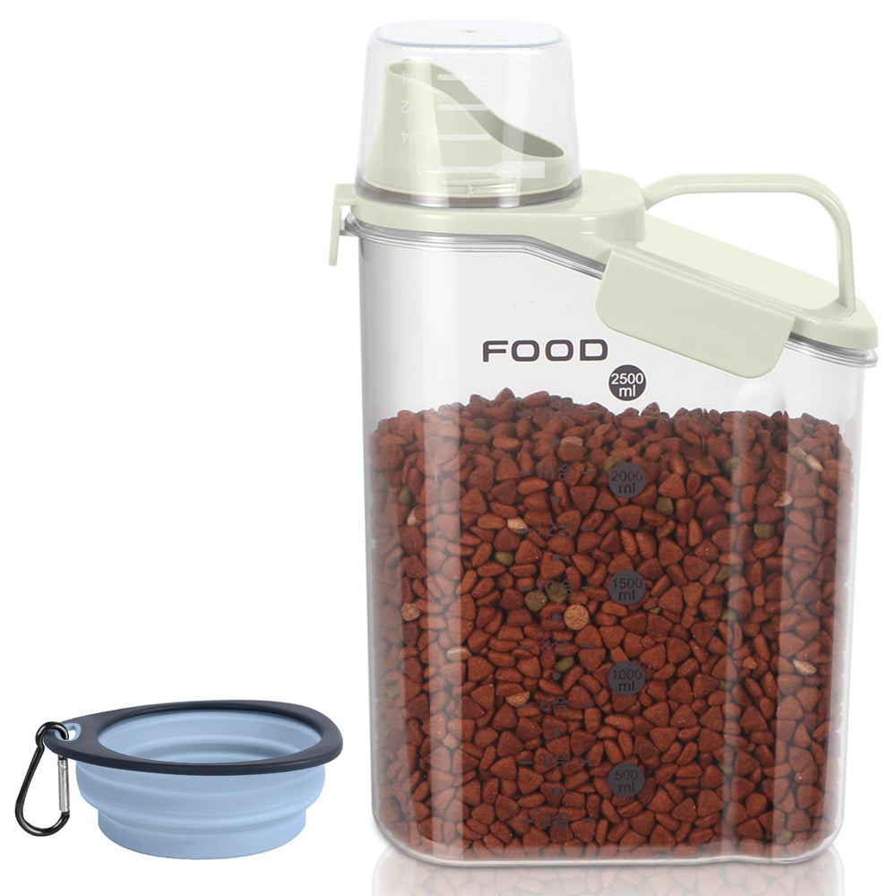 LEAWALK cat-dog-food-container-beige-assembly shows easy-access pet food storage.