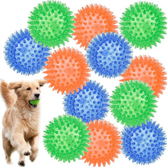 LECHONG 12pack spiky ball green – durable chew toy for active dogs.