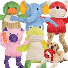 LECHONG 5-pack dog toy fox: durable plush squeaker for interactive playtime and bonding.