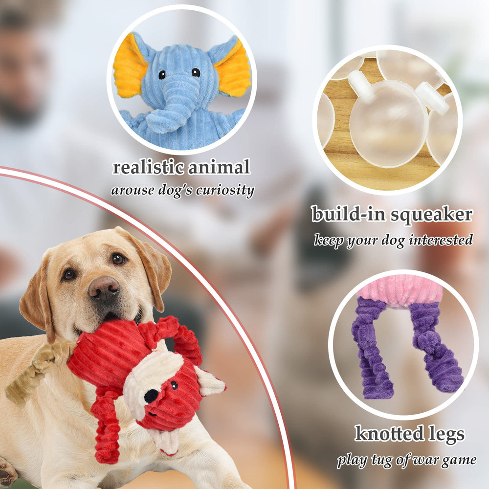 LECHONG 5-pack dog toy pig: soft chew-friendly plush for gentle teething and cuddly play.