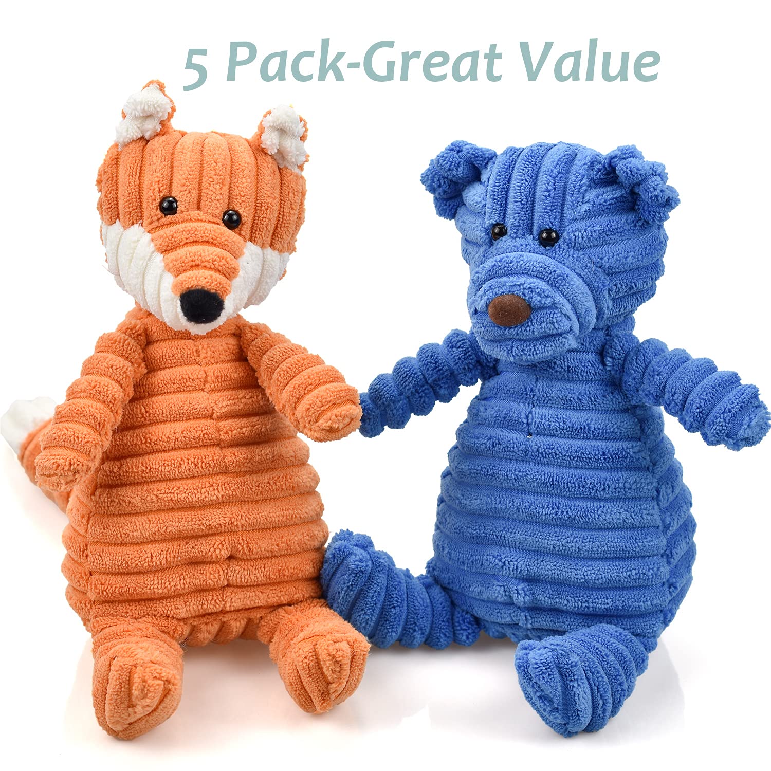 LECHONG 5Pack fox squeaky toy ideal for boredom relief