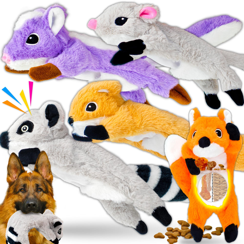 LECHONG 5-pack Stuffless Dog Toys pack view showing variety for busy dogs