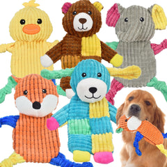 LECHONG 5pcs squeaky dog toys pack shows durable plush variety for dogs of all sizes
