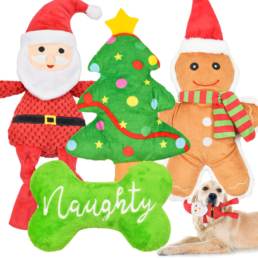 LECHONG Christmas Santa toy with squeaker for playful holiday fun