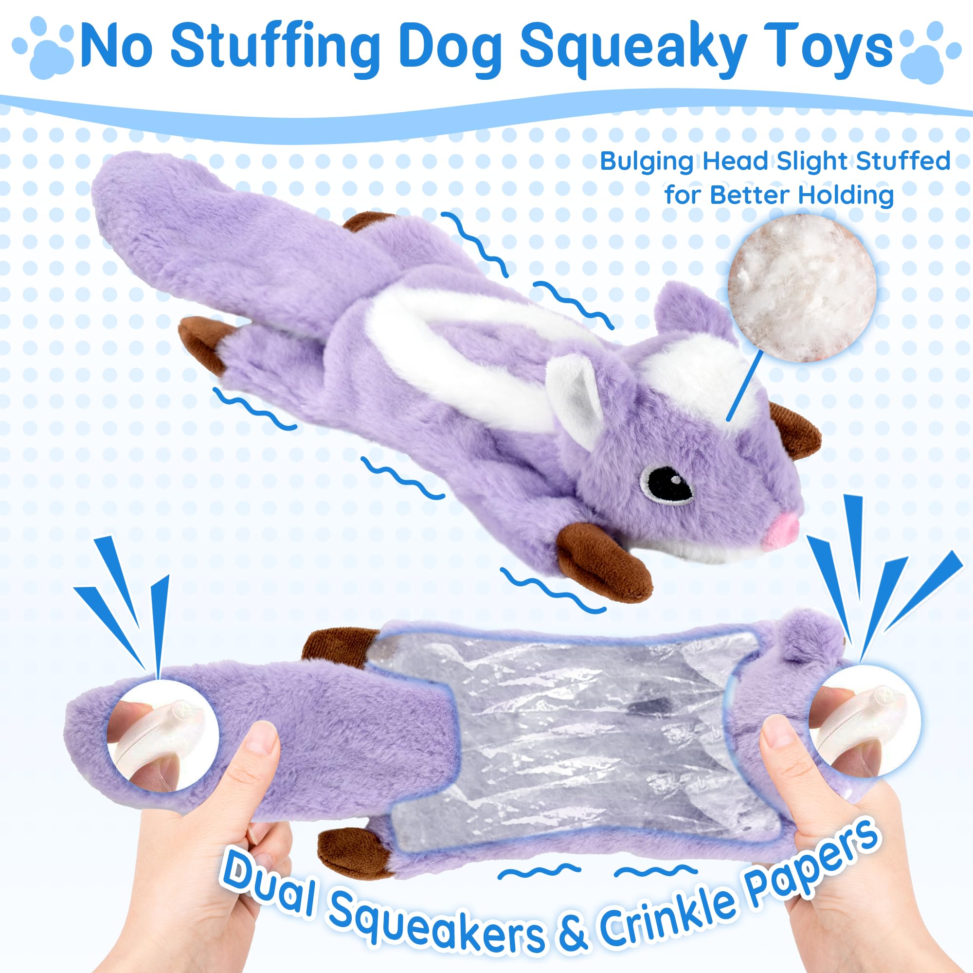 LECHONG Dog Toy squeaky and crinkle features spark play drive