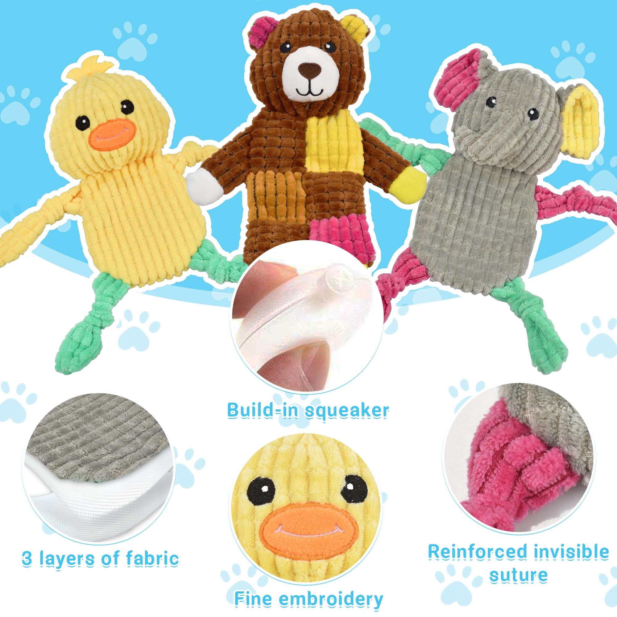 LECHONG fox dog toy featuring squeakers for interactive play and enrichment
