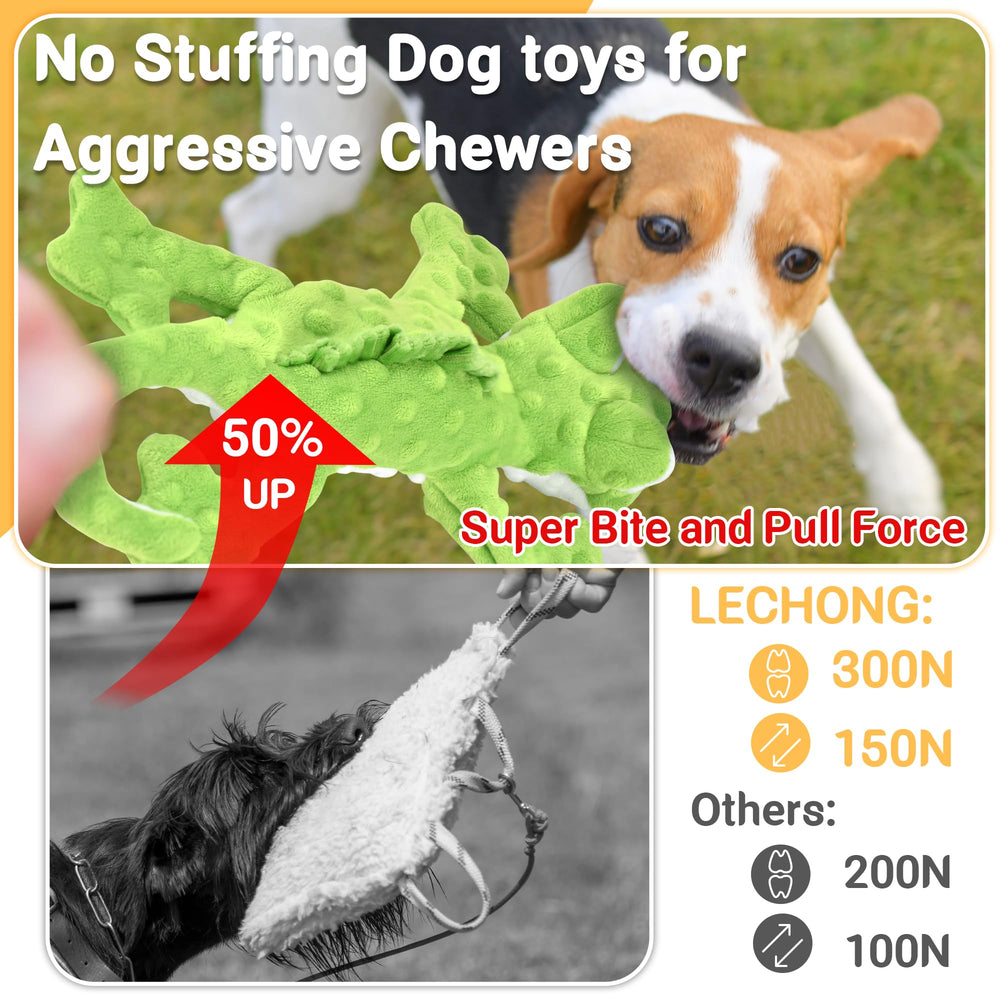 LECHONG no-stuffing dog toys dinosaur—engaging squeak for chasing play.