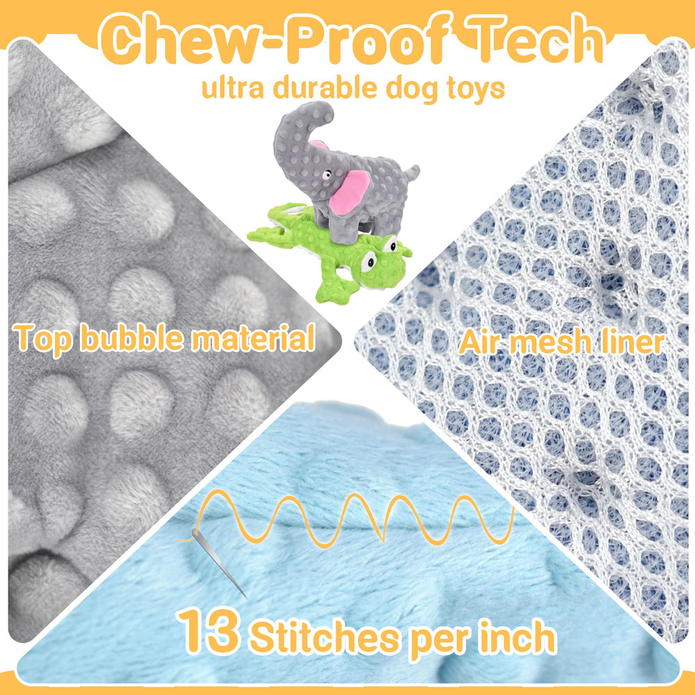 LECHONG no-stuffing dog toys elephant—crinkle & squeak to entice curious pups.