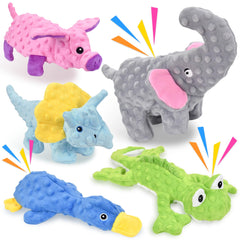 LECHONG no-stuffing dog toys pig pack—durable squeak and mess-free play.