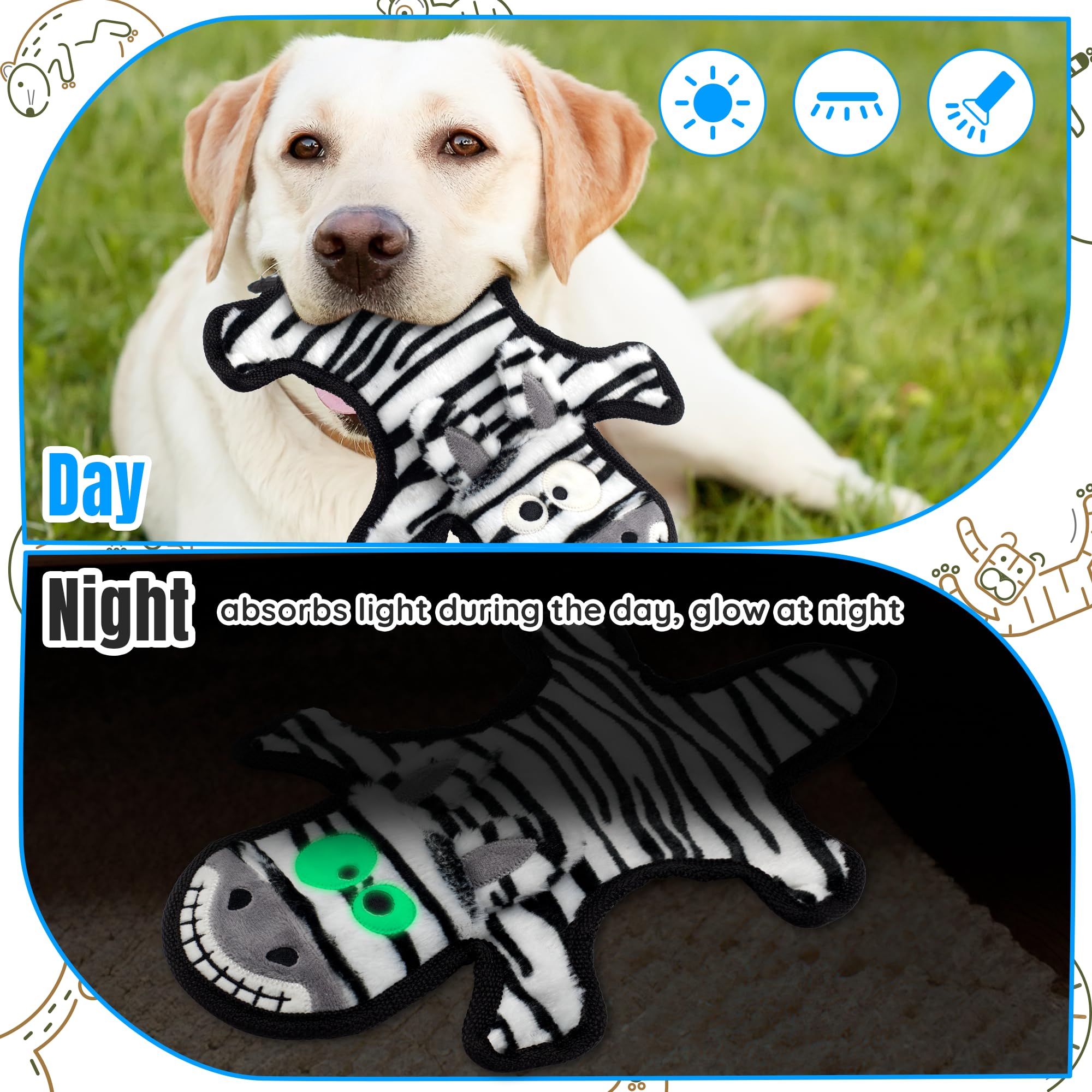 LECHONG tiger glow-eyes plush toy boosts daytime fun and nocturnal findability for dogs