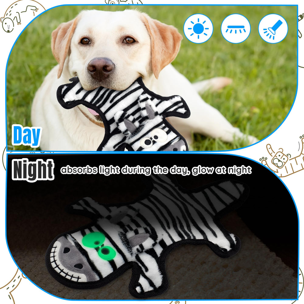 LECHONG tiger glow-eyes plush toy boosts daytime fun and nocturnal findability for dogs